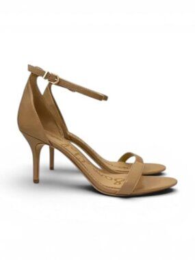 SAM EDELMAN Patti Beige Patent Ankle Strap Sandals, NEW! Size 12M